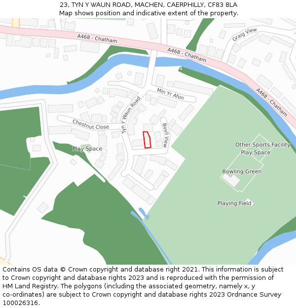 23, TYN Y WAUN ROAD, MACHEN, CAERPHILLY, CF83 8LA: Location map and indicative extent of plot