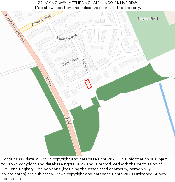 23, VIKING WAY, METHERINGHAM, LINCOLN, LN4 3DW: Location map and indicative extent of plot
