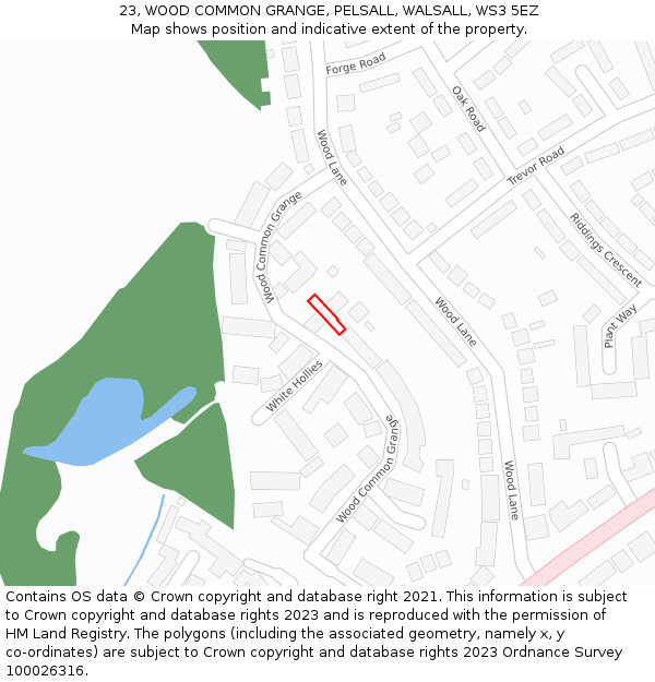 23, WOOD COMMON GRANGE, PELSALL, WALSALL, WS3 5EZ: Location map and indicative extent of plot