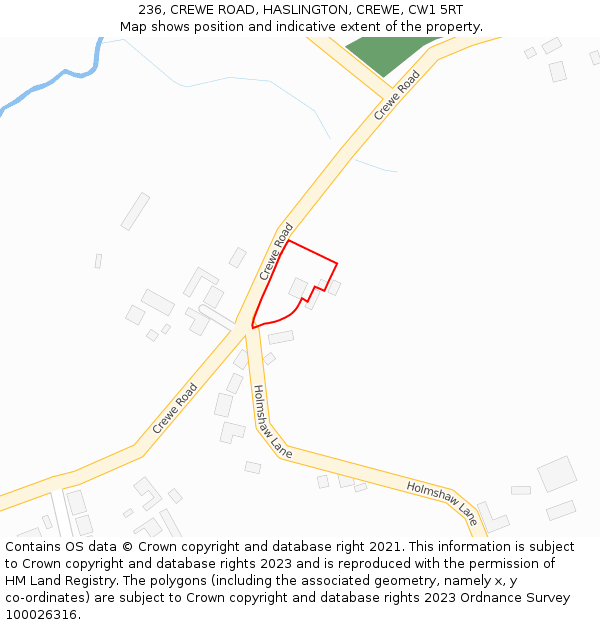 236, CREWE ROAD, HASLINGTON, CREWE, CW1 5RT: Location map and indicative extent of plot