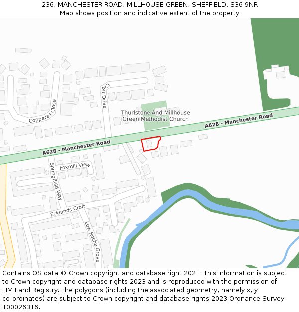 236, MANCHESTER ROAD, MILLHOUSE GREEN, SHEFFIELD, S36 9NR: Location map and indicative extent of plot
