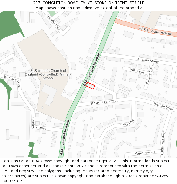 237, CONGLETON ROAD, TALKE, STOKE-ON-TRENT, ST7 1LP: Location map and indicative extent of plot