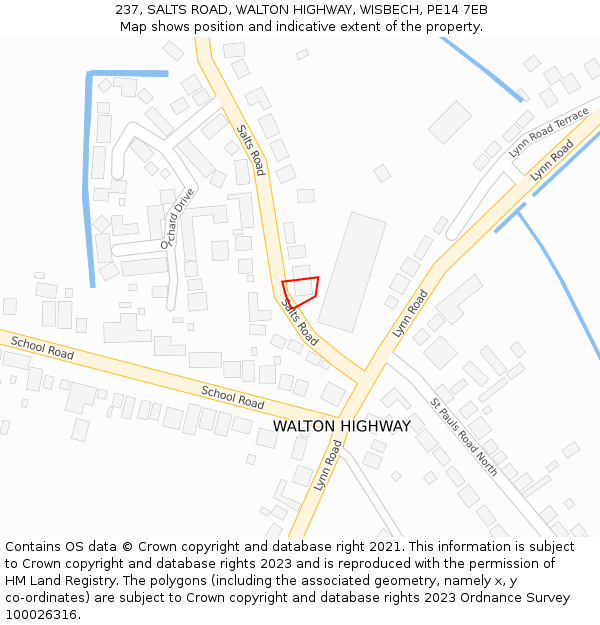 237, SALTS ROAD, WALTON HIGHWAY, WISBECH, PE14 7EB: Location map and indicative extent of plot