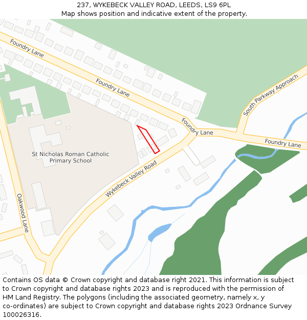 237, WYKEBECK VALLEY ROAD, LEEDS, LS9 6PL: Location map and indicative extent of plot