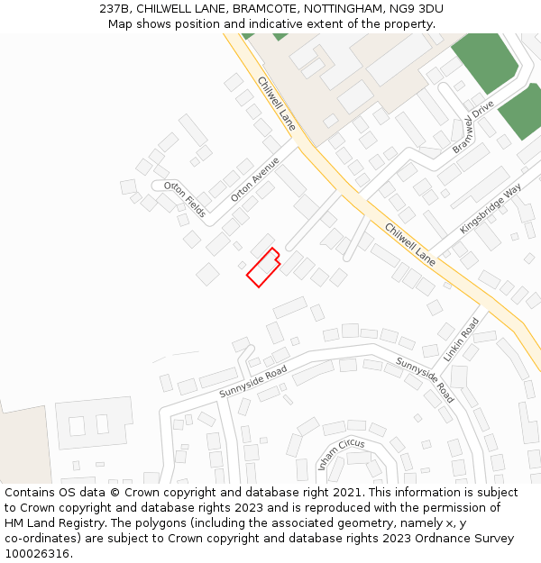 237B, CHILWELL LANE, BRAMCOTE, NOTTINGHAM, NG9 3DU: Location map and indicative extent of plot