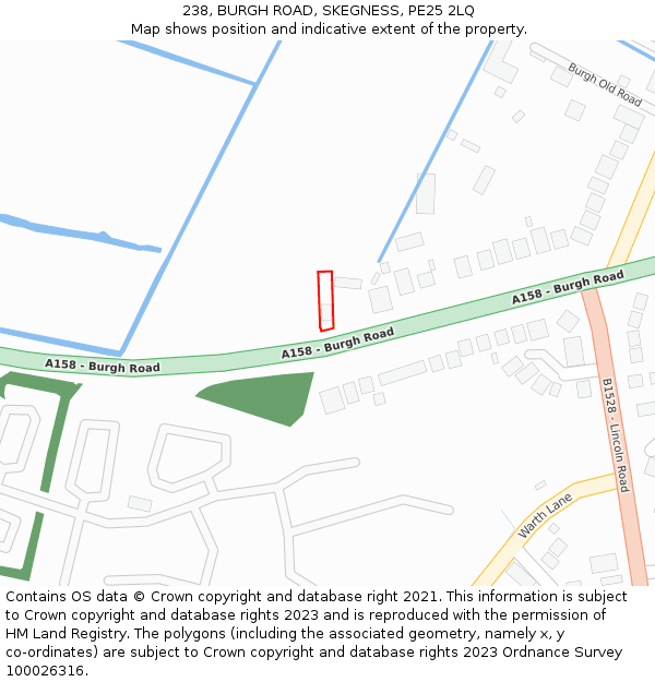 238, BURGH ROAD, SKEGNESS, PE25 2LQ: Location map and indicative extent of plot