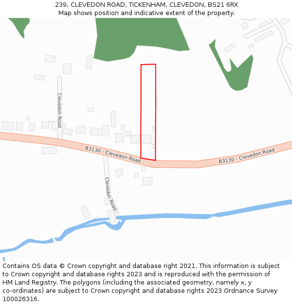 239, CLEVEDON ROAD, TICKENHAM, CLEVEDON, BS21 6RX: Location map and indicative extent of plot