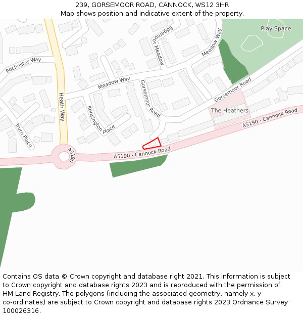 239, GORSEMOOR ROAD, CANNOCK, WS12 3HR: Location map and indicative extent of plot