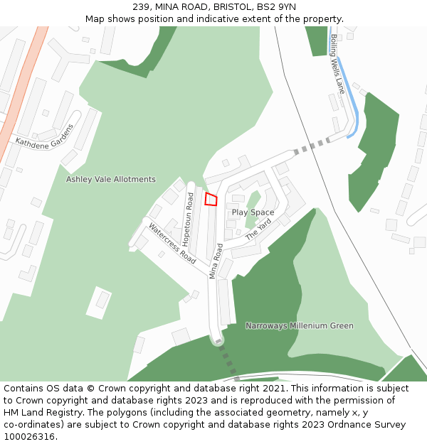 239, MINA ROAD, BRISTOL, BS2 9YN: Location map and indicative extent of plot