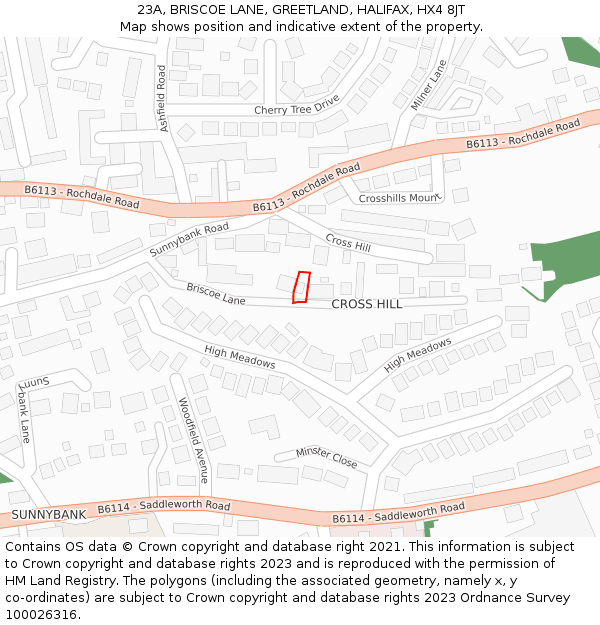 23A, BRISCOE LANE, GREETLAND, HALIFAX, HX4 8JT: Location map and indicative extent of plot