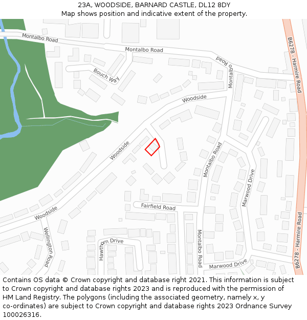 23A, WOODSIDE, BARNARD CASTLE, DL12 8DY: Location map and indicative extent of plot