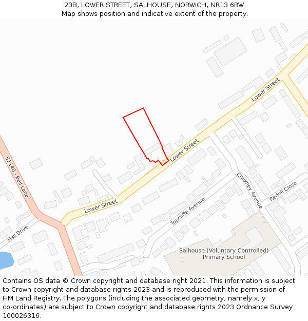 23B, LOWER STREET, SALHOUSE, NORWICH, NR13 6RW: Location map and indicative extent of plot