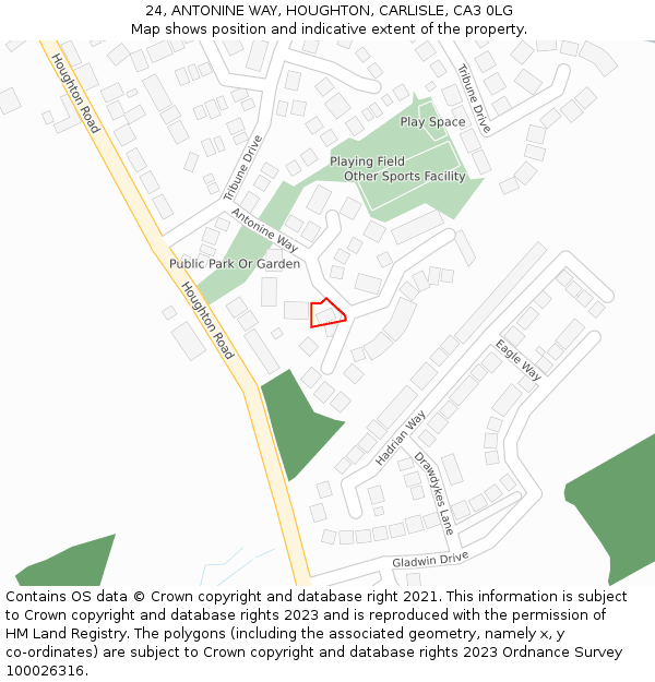 24, ANTONINE WAY, HOUGHTON, CARLISLE, CA3 0LG: Location map and indicative extent of plot