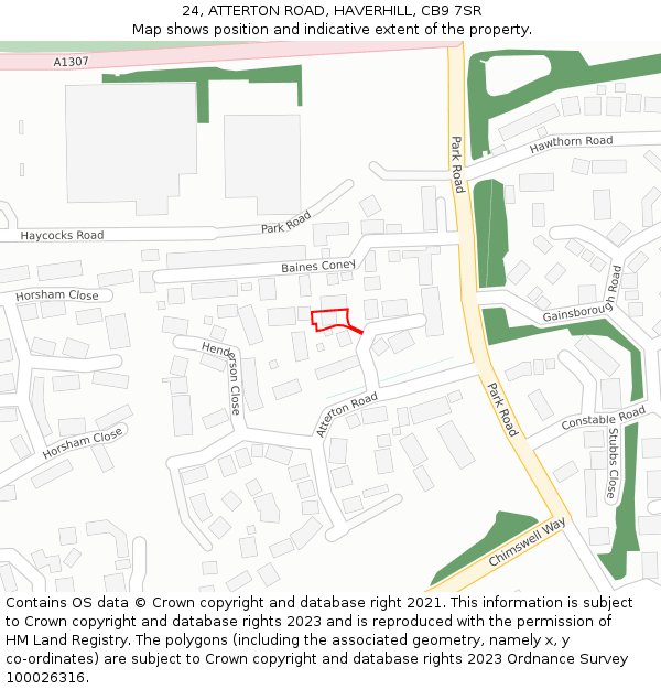 24, ATTERTON ROAD, HAVERHILL, CB9 7SR: Location map and indicative extent of plot