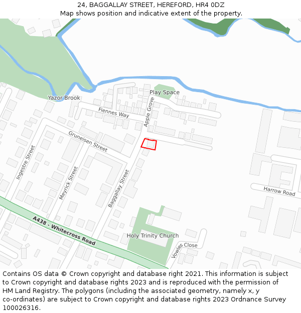 24, BAGGALLAY STREET, HEREFORD, HR4 0DZ: Location map and indicative extent of plot