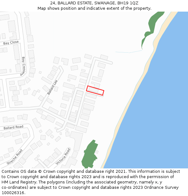 24, BALLARD ESTATE, SWANAGE, BH19 1QZ: Location map and indicative extent of plot