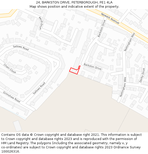 24, BARKSTON DRIVE, PETERBOROUGH, PE1 4LA: Location map and indicative extent of plot
