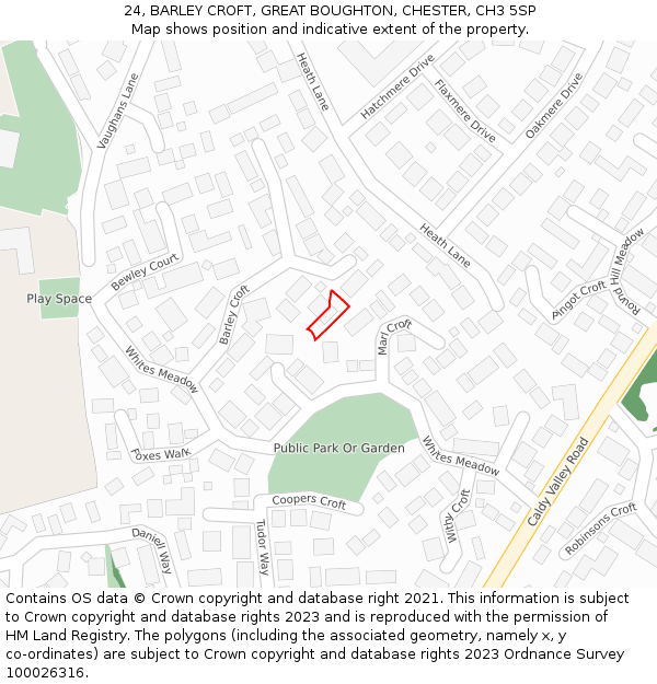 24, BARLEY CROFT, GREAT BOUGHTON, CHESTER, CH3 5SP: Location map and indicative extent of plot