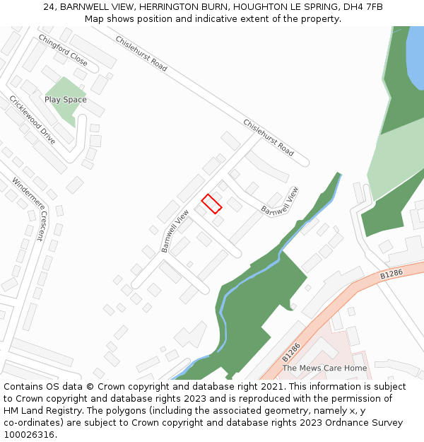 24, BARNWELL VIEW, HERRINGTON BURN, HOUGHTON LE SPRING, DH4 7FB: Location map and indicative extent of plot
