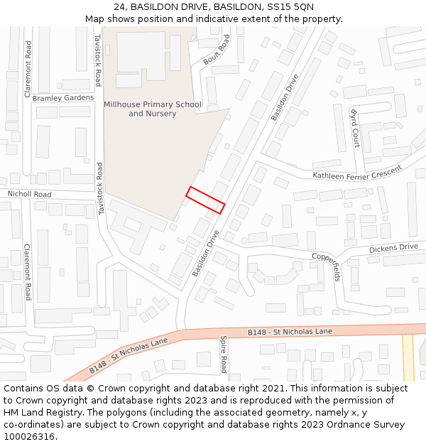 24, BASILDON DRIVE, BASILDON, SS15 5QN: Location map and indicative extent of plot