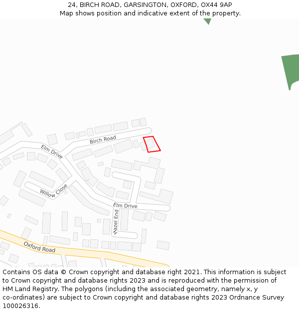 24, BIRCH ROAD, GARSINGTON, OXFORD, OX44 9AP: Location map and indicative extent of plot