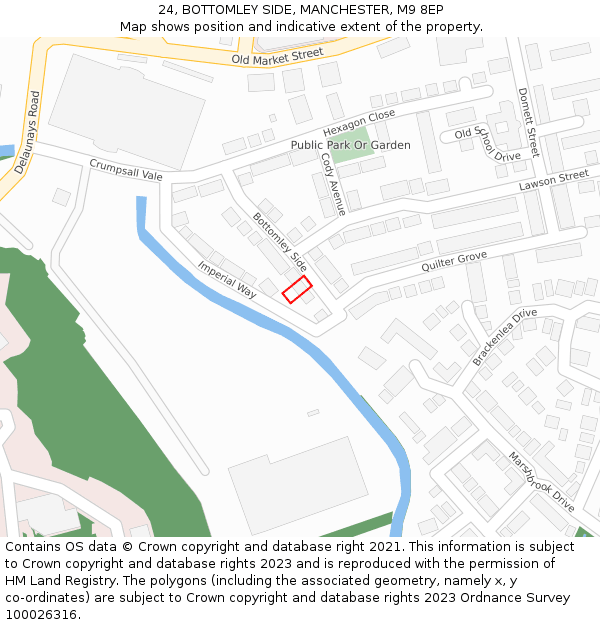 24, BOTTOMLEY SIDE, MANCHESTER, M9 8EP: Location map and indicative extent of plot