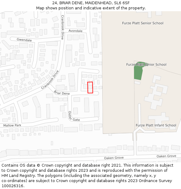 24, BRIAR DENE, MAIDENHEAD, SL6 6SF: Location map and indicative extent of plot