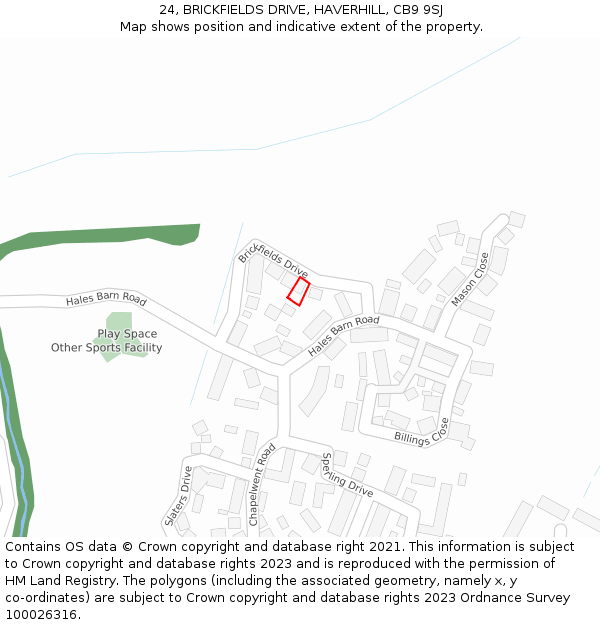 24, BRICKFIELDS DRIVE, HAVERHILL, CB9 9SJ: Location map and indicative extent of plot