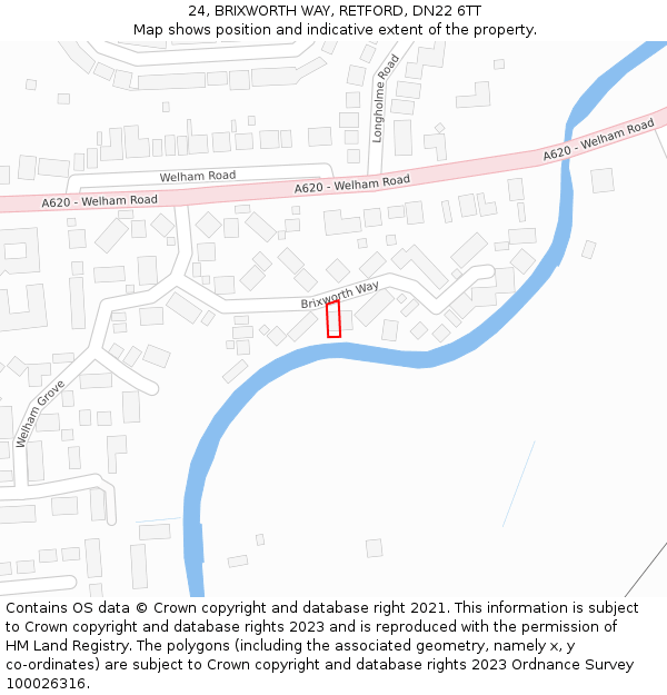24, BRIXWORTH WAY, RETFORD, DN22 6TT: Location map and indicative extent of plot