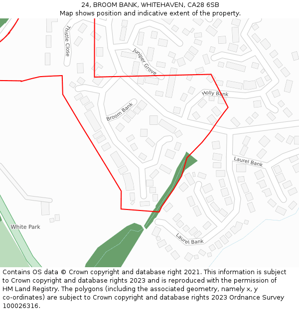 24, BROOM BANK, WHITEHAVEN, CA28 6SB: Location map and indicative extent of plot