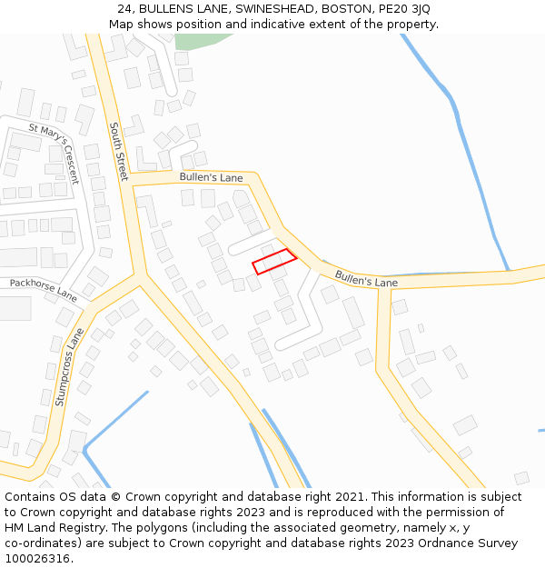 24, BULLENS LANE, SWINESHEAD, BOSTON, PE20 3JQ: Location map and indicative extent of plot