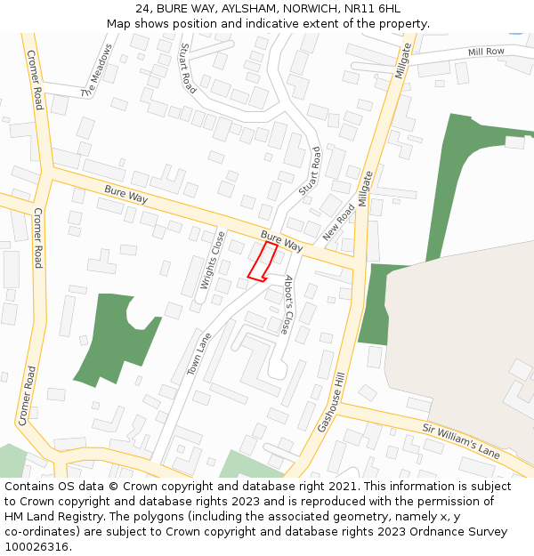 24, BURE WAY, AYLSHAM, NORWICH, NR11 6HL: Location map and indicative extent of plot