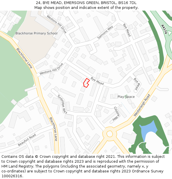24, BYE MEAD, EMERSONS GREEN, BRISTOL, BS16 7DL: Location map and indicative extent of plot