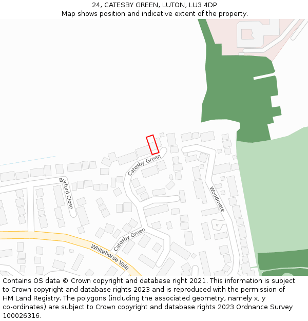 24, CATESBY GREEN, LUTON, LU3 4DP: Location map and indicative extent of plot