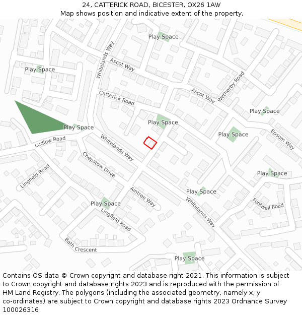 24, CATTERICK ROAD, BICESTER, OX26 1AW: Location map and indicative extent of plot