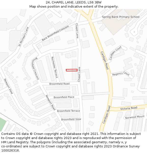 24, CHAPEL LANE, LEEDS, LS6 3BW: Location map and indicative extent of plot