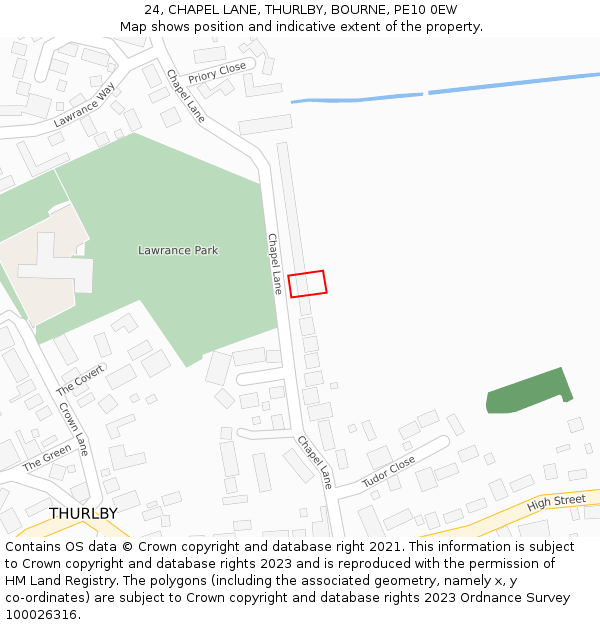 24, CHAPEL LANE, THURLBY, BOURNE, PE10 0EW: Location map and indicative extent of plot