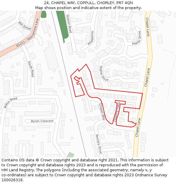 24, CHAPEL WAY, COPPULL, CHORLEY, PR7 4QN: Location map and indicative extent of plot