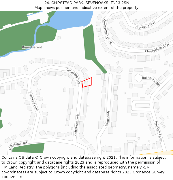 24, CHIPSTEAD PARK, SEVENOAKS, TN13 2SN: Location map and indicative extent of plot