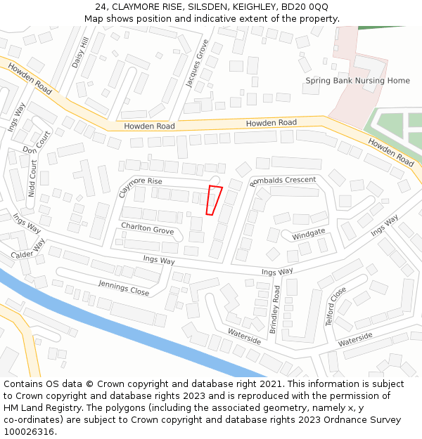24, CLAYMORE RISE, SILSDEN, KEIGHLEY, BD20 0QQ: Location map and indicative extent of plot