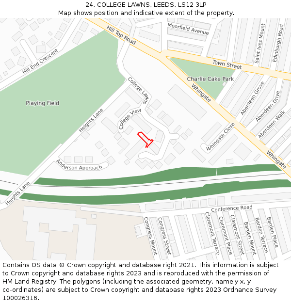 24, COLLEGE LAWNS, LEEDS, LS12 3LP: Location map and indicative extent of plot