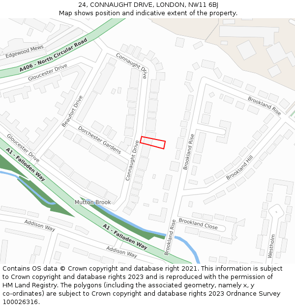 24, CONNAUGHT DRIVE, LONDON, NW11 6BJ: Location map and indicative extent of plot