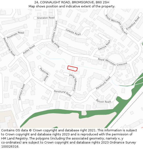 24, CONNAUGHT ROAD, BROMSGROVE, B60 2SH: Location map and indicative extent of plot