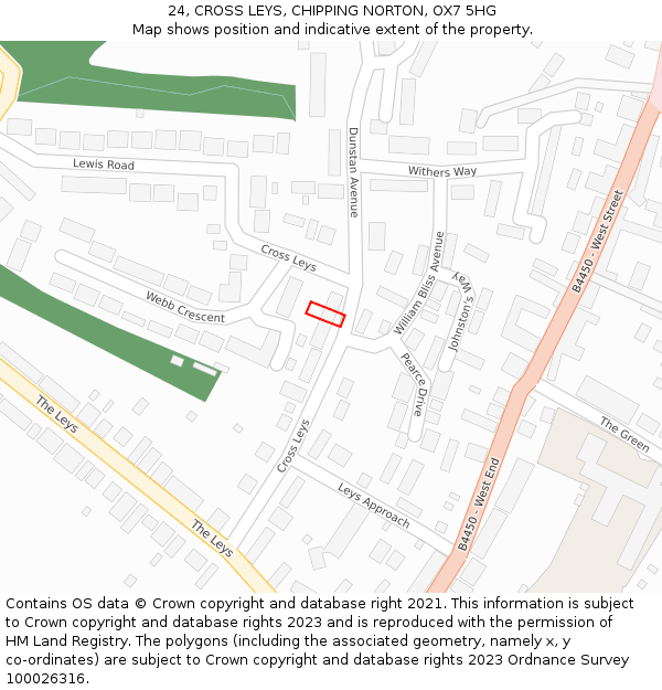 24, CROSS LEYS, CHIPPING NORTON, OX7 5HG: Location map and indicative extent of plot