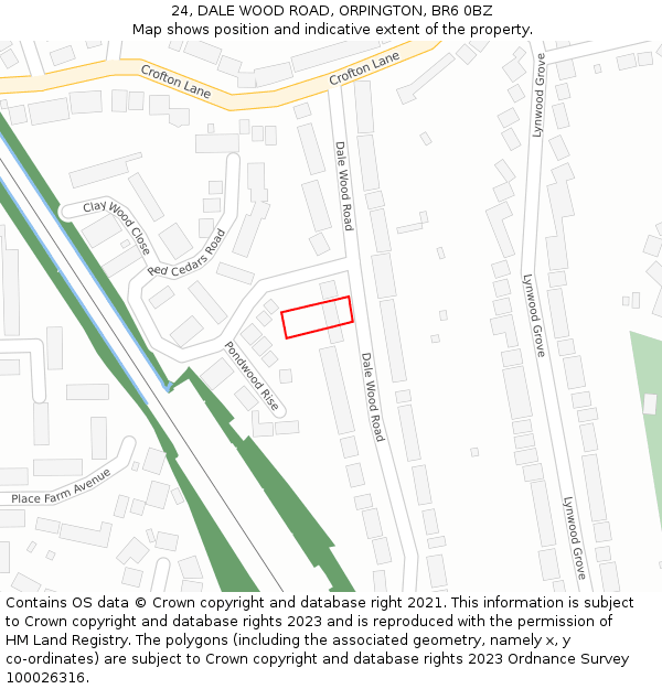 24, DALE WOOD ROAD, ORPINGTON, BR6 0BZ: Location map and indicative extent of plot