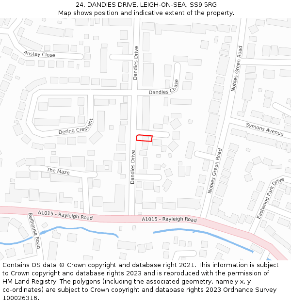 24, DANDIES DRIVE, LEIGH-ON-SEA, SS9 5RG: Location map and indicative extent of plot