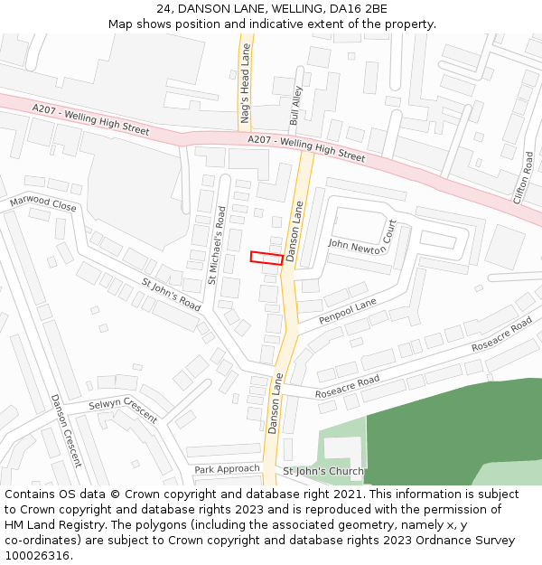 24, DANSON LANE, WELLING, DA16 2BE: Location map and indicative extent of plot