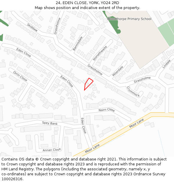 24, EDEN CLOSE, YORK, YO24 2RD: Location map and indicative extent of plot