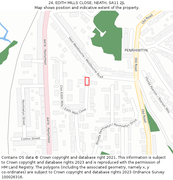 24, EDITH MILLS CLOSE, NEATH, SA11 2JL: Location map and indicative extent of plot