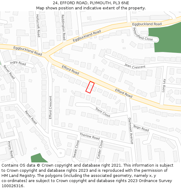 24, EFFORD ROAD, PLYMOUTH, PL3 6NE: Location map and indicative extent of plot